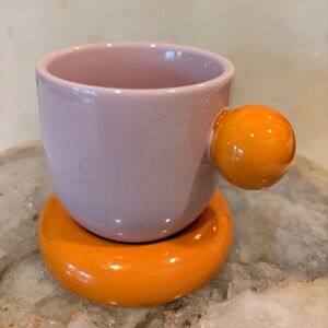 Anthropologie Rika Espresso Cup - Pink/Orange